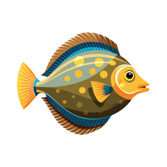 Detailed illustration of a john dory fish a marine creature with a distinctive body shape isolated on white background