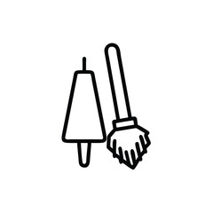 Outline icon chalk duster on cleaning education