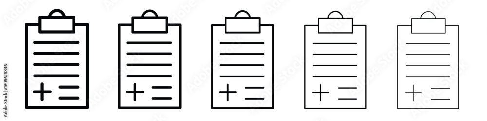 Aufkleber medical report icon. thin line icons collection for web ui.