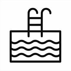 Swimming pool icon with ladder and wavy water lines  