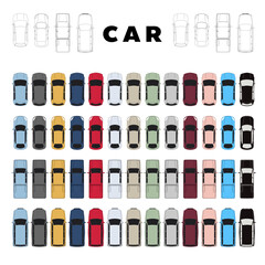 Fototapeta na wymiar Vector illustration of vehicle drawings. side, front top views. car in colorful 