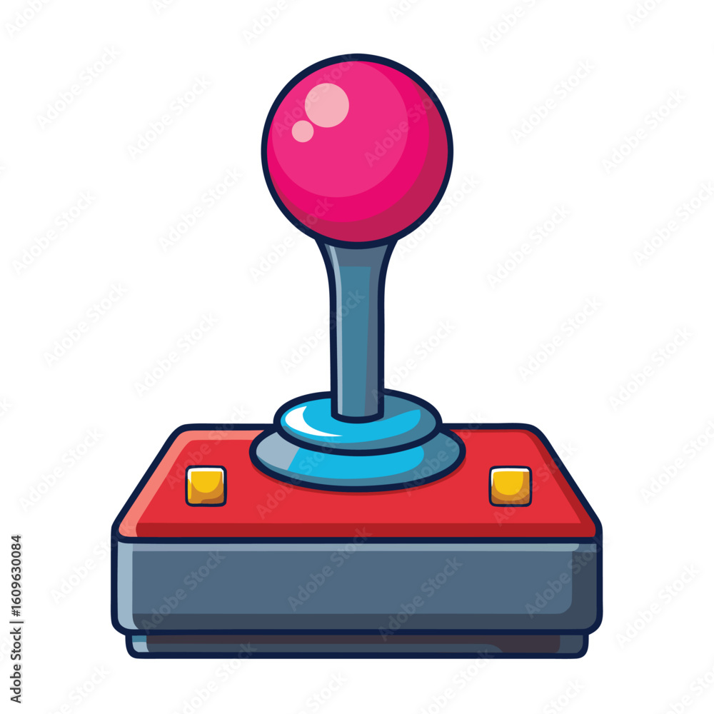 Poster classic video game joystick with buttons and stick isolated on white background for digital design