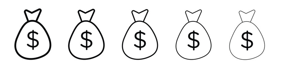 Money bag icon. Thin line icons collection for web ui.