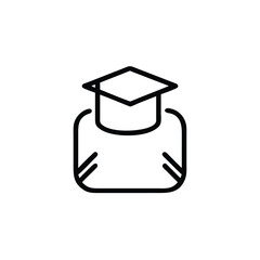 Outline icon person wearing graduation cap gown student