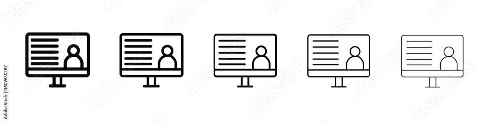 Aufkleber online course icon. thin line icons collection for web ui.