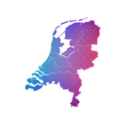 Obraz premium Netherlands digital tech gradient map