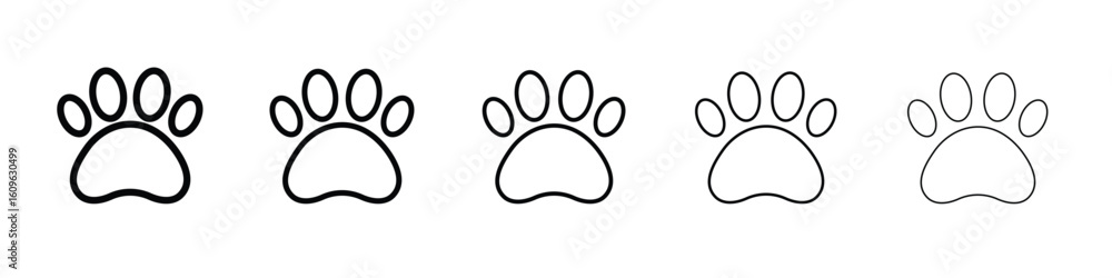 Aufkleber paw icon. thin line icons collection for web ui.