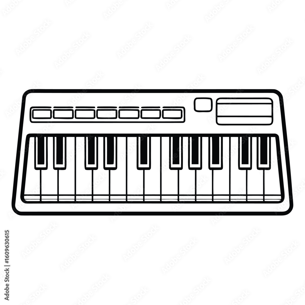 Poster modern computer keyboard outline design with clean lines isolated on white background for digital us