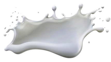 White milk splash on transparent background creating a dynamic effect