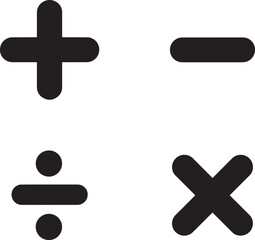 Obraz premium Basic Mathematical Operations Symbols in Black on White Background