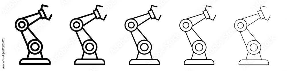 Aufkleber robot arm icon. thin line icons collection for web ui.