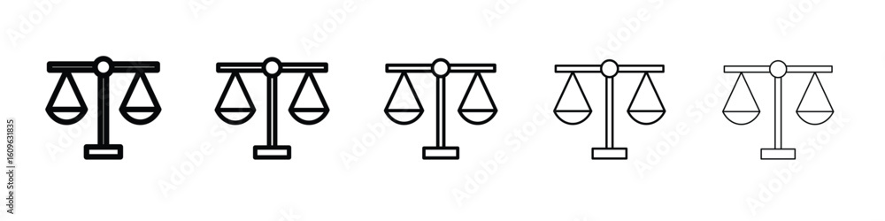 Poster scales of justice icon. thin line icons collection for web ui.