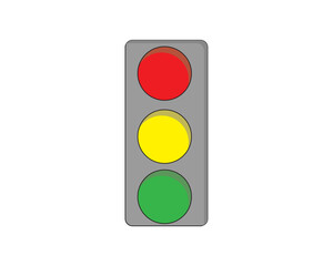 Illustration of a Standard Traffic Light with Red, Yellow, and Green Signals Isolated on White Background for Road Safety and Transportation Concepts in Vector Style

