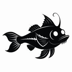 Detailed illustration of a bioluminescent lanternfish with intricate scales and fins isolated on white background