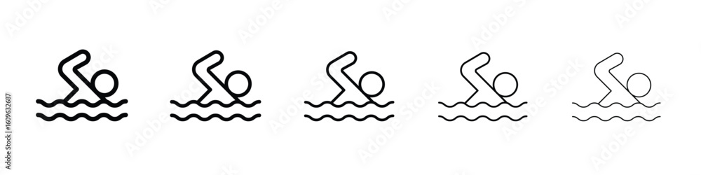 Poster swimming icon. thin line icons collection for web ui.
