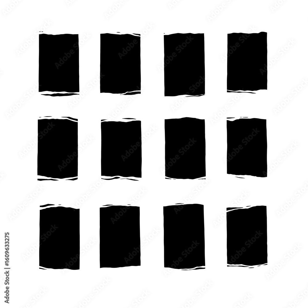 Aufkleber twelve black rectangular shapes arranged in a grid pattern on white paper