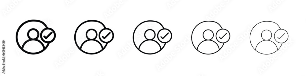 Poster user check icon. thin line icons collection for web ui.