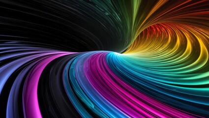 Abstract glassy combination of black and colorful gradient wave background