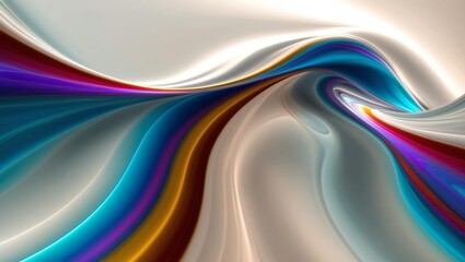 Abstract glassy combination of white and colorful gradient wave background