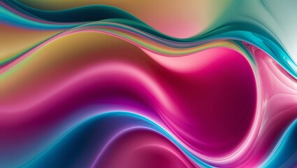 Abstract glassy combination of pink and colorful gradient wave background