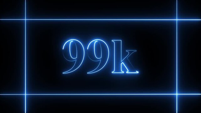 90k celebration neon text animation 4k video. Followers, like, subscribe, 90  light, typography video in black background.90k followers Celebration text animation.
