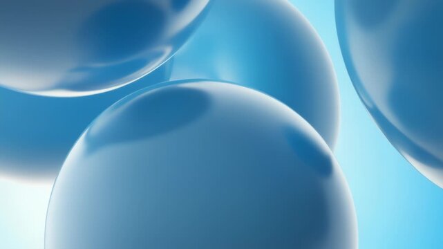 Glossy Blue Spheres Move on Pale Gradient