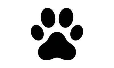 Black Paw Print Silhouette Isolated on White &mdash; Minimalist Animal Symbol for Pet Branding, Wildlife Icons, or Veterinary Designs, transparent background