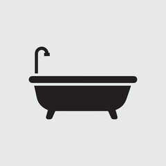 Simple black silhouette of a clawfoot bathtub with a faucet