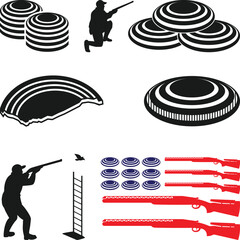Clay Target Shooting Silhouette Collection, Clay Pigeon Shooting Clipart Set, Clay Shooting Svg, Clay Targets and Shotgun Shells SVG, Trapshooting Cricut Silhouette,