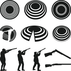 Clay Target Shooting Silhouette Collection, Clay Pigeon Shooting Clipart Set, Clay Shooting Svg, Clay Targets and Shotgun Shells SVG, Trapshooting Cricut Silhouette,