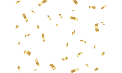 Falling Gold Confetti on White Background — Elegant Festive Elements for Party Invitations, Holiday Designs, or Celebration Concepts