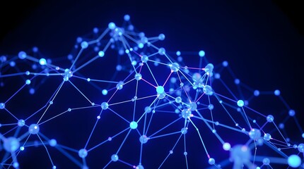 Neural Network Graph — Glowing Nodes and Deep Learning Connections in Digital Space