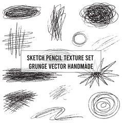 Hand-Drawn Pencil Sketch Texture Set – Freehand Grunge & Chalk Scribble Vector Pack
