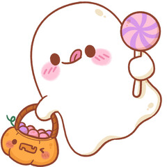 Trick or treat ghost, halloween cartoon