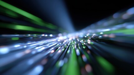 Abstract light trails of data moving through a CPU, representing fast processing and computing. High tech, dynamic.