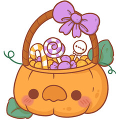 Candy in halloween pumpkin