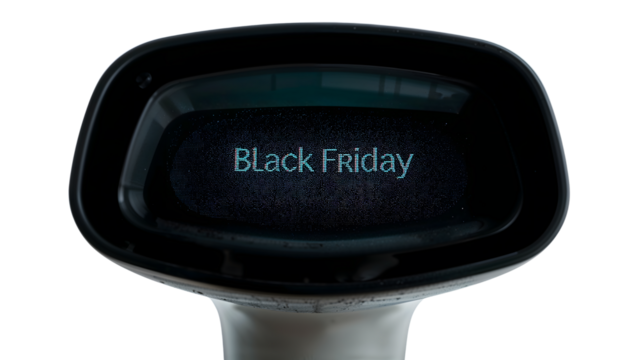 Black friday shopping sale concept on digital display device with dark background