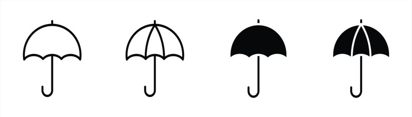 Umbrella Icon Set in Minimalist Style for Rain Protection, Safety, and Weather Symbol Designs © febrian