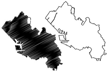 Chiba City (State of Japan, island country, Kanto region) map vector illustration, scribble sketch City of Chiba map