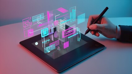 tablet pc with business graph