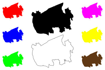 Koga city (Japan, Nihon-koku or Nippon-koku, Kanto region) map vector illustration, scribble sketch Koga-shi map