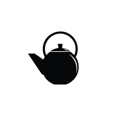Black Teapot Silhouette with Handle and Spout.