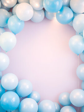 Festive sweet blue balloons background banner celebration theme.
