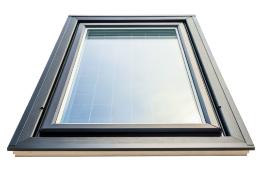 Modern roof window skylight with integrated solar panel isolated with transparent background - Powered by Adobe