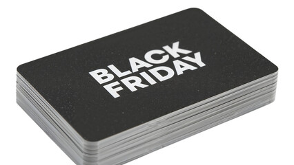 Black friday sale concept: stack of shopping cards highlighting retail discount deals