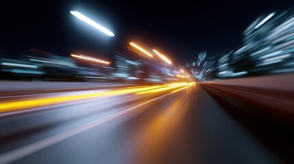 Abstract background of blurred motion of vehicles on a highway at night, representing speed of delivery. Dynamic, urban.