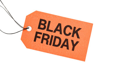 Black friday sale tag on isolated background: discount season marketing concept
