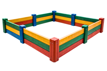 Colorful plastic playground sandbox for children to play in isolated with transparent background