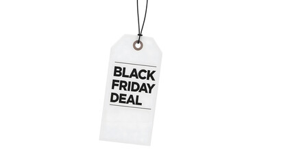 Minimalist black friday deal tag on isolated background for holiday shopping promotions