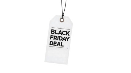 Minimalist black friday deal tag on isolated background for holiday shopping promotions